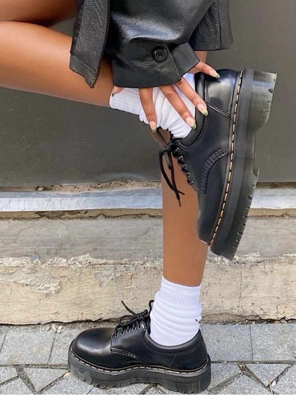 Dr. Martens Black Platform Quad Loafers